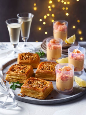 Scallop and King Prawn Vol Au Vents with Brown Butter & Spiced Dark Rum, £7.50/2pck